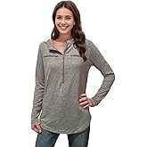 DOSWODE Chemo Shirts for Women with Port Access and Side Snaps Long Sleeve for Post Surgery Recovery Dialysis Comfort Shirt