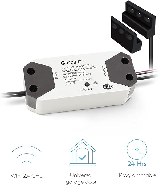 Garza Smarthome   Controlador de puerta de garaje Wifi Programable control remoto y controlable a travs de voz y app compatible con Alexa y Google Home