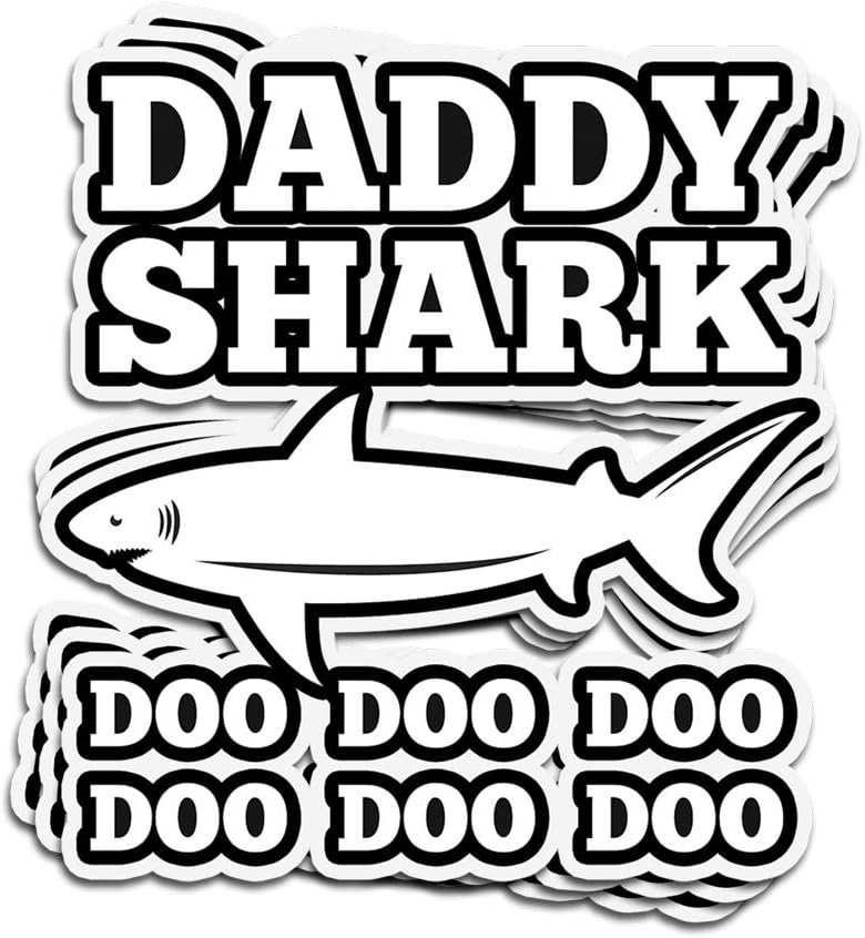 3 PCs Stickers Father's Day Daddy Shark Doo Doo Doo Song Lyrics Gift 4×3 Inch Die-Cut Decals for Laptop Window