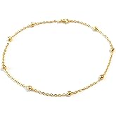 12 Inch Anklet Dainty Plated Gold Stainless Steel Ankle Bracelet Satellite Bead Chain Gift Boxed Plus Size