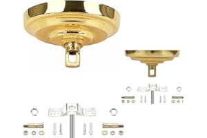 S SANGLE SOPFFY Sangle Soppfy Vingage Canopy Kit and Pendant Light Fixture Chain for Chandelier or Swag Light Fixtures,Maximum Weight of 60 Pounds, 6 feet,Heavy Duty,5 Inches Diameter (Pure Gold - 2 Set)