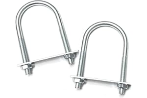 SUNLIECH 2 Sets M8 U-Bolt, 2" Wide U Bolt with Washers and Nuts, Heavy Duty Galvanized Carbon Steel Round U Bolts for Trailers, Boats, Replacement Parts and Accessories for Ski Boat, Fishing Boat