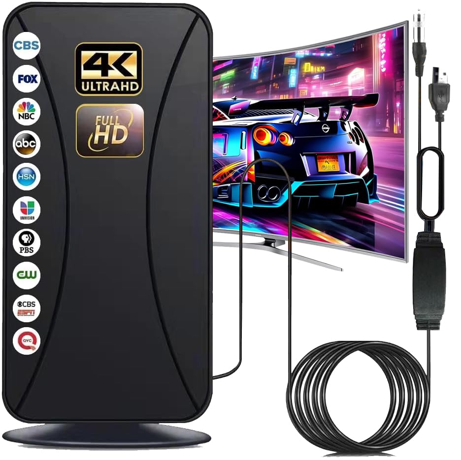 Photo 1 of 2025 TV Antenna, 999+ Mile Long Range TV Antenna for Smart TVs and All Older TVs, Indoor Outdoor Clear Digital Antenna with 4K 1080p Support - Coaxial Cable and Amplifier