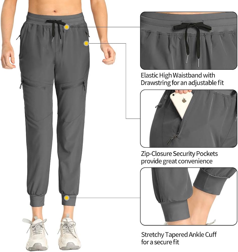 M MAROAUT Women’s Cargo Hiking Pants Lightweight Joggers Quick Dry Water Resistant Outdoor UPF 50+ with Zipper Pockets: Clothing