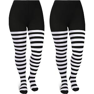 SATINIOR 2 Pairs Women's Christmas in July Striped Tights Leggings Length Stocking for Christmas Costume Party Accessories