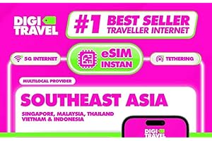 Esim South East Asia - 5 Countries | Singapore, Thailand, Vietnam, Malaysia and Indonesia | 4G LTE/5G+ Connectivity | 3-30 Da