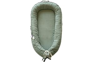 CooCooBaby Infant Lounger, Baby Nest Cover for Baby Girls & Boys, Newborn Essentials for Baby 0-12 Months, 100% Cotton Breathable (Sage Green_Corduroy)