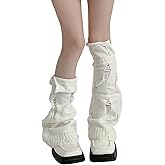 SherryDC Womens Y2k Knit Leg Warmers Harajuku Japanese Long Boot Socks Kawaii Lolita Winter Leg Cover