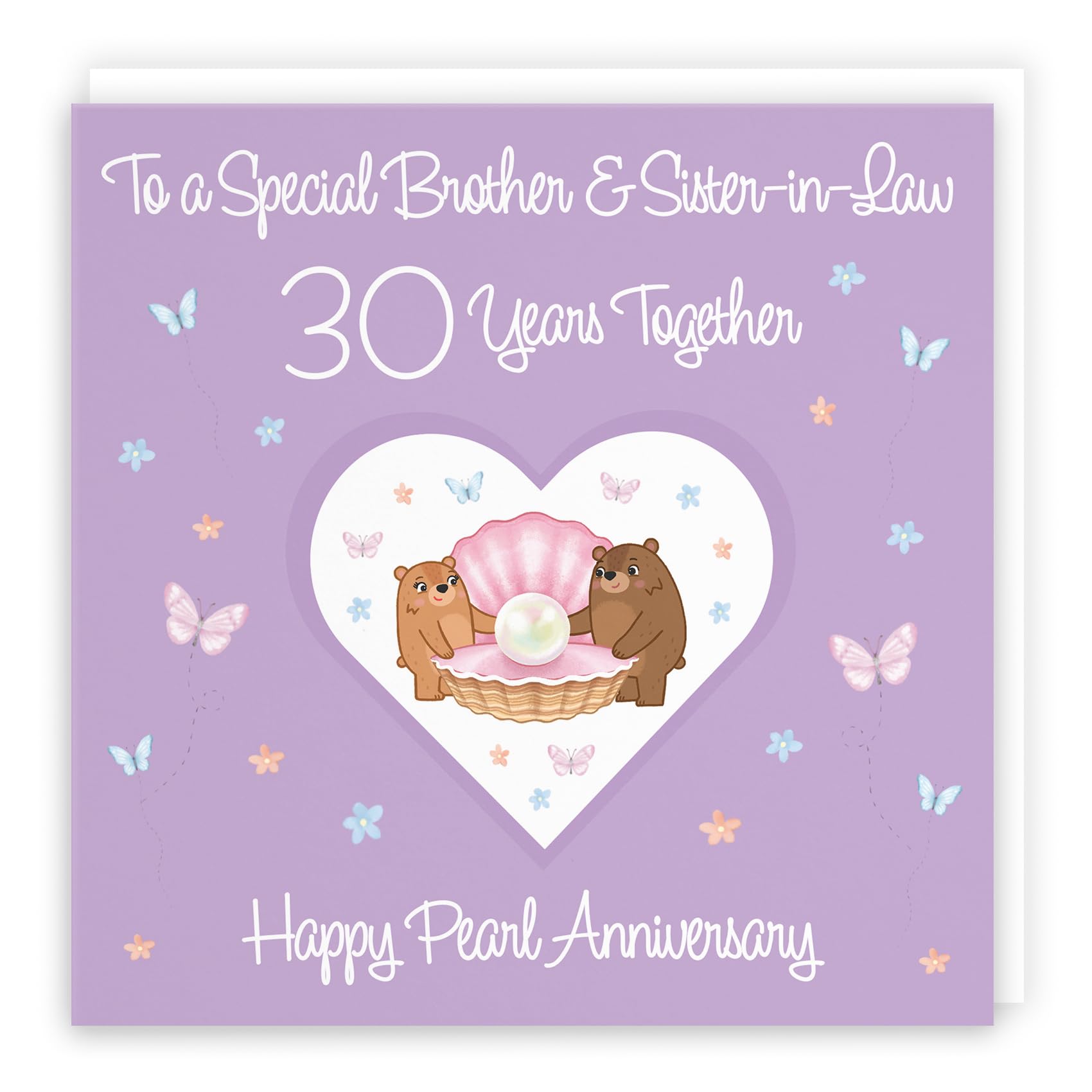 Hunts England - Brother & Sister-in-Law 30th Anniversary Card - 30 Years - Pearl Anniversary - Romantic Meadows - Fun Card - 30th Anniversary Card For Brother And Sister-in-Law — image 1