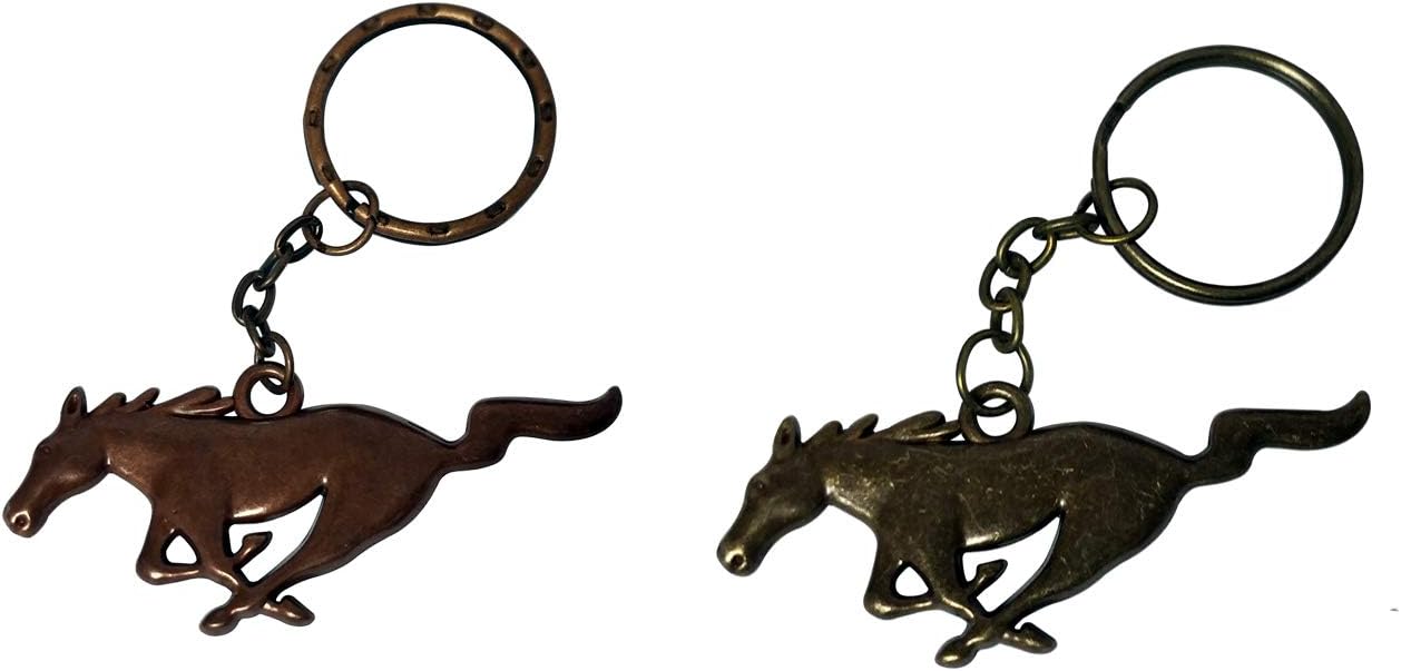 West Bond 2pcs Running Horse Pony Antique Copper Antique Bronze Car Key Chain Keyring Keychain Fashion Charm Compatible for Ford Mustang