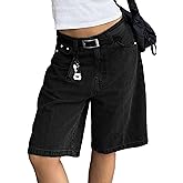 EMMIOL Women Jorts Shorts Wide Leg Baggy Jeans Mid-Low Waist Y2K Vintage Streetwear Denim Shorts