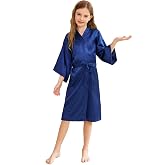 CuteOn Kids Girl's Satin Silky Kimono Robe for Spa Wedding Birthday Party Gifts