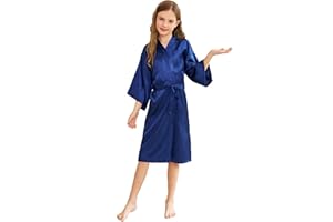 CuteOn Kids Girl's Satin Silky Kimono Robe for Spa Wedding Birthday Party Gifts