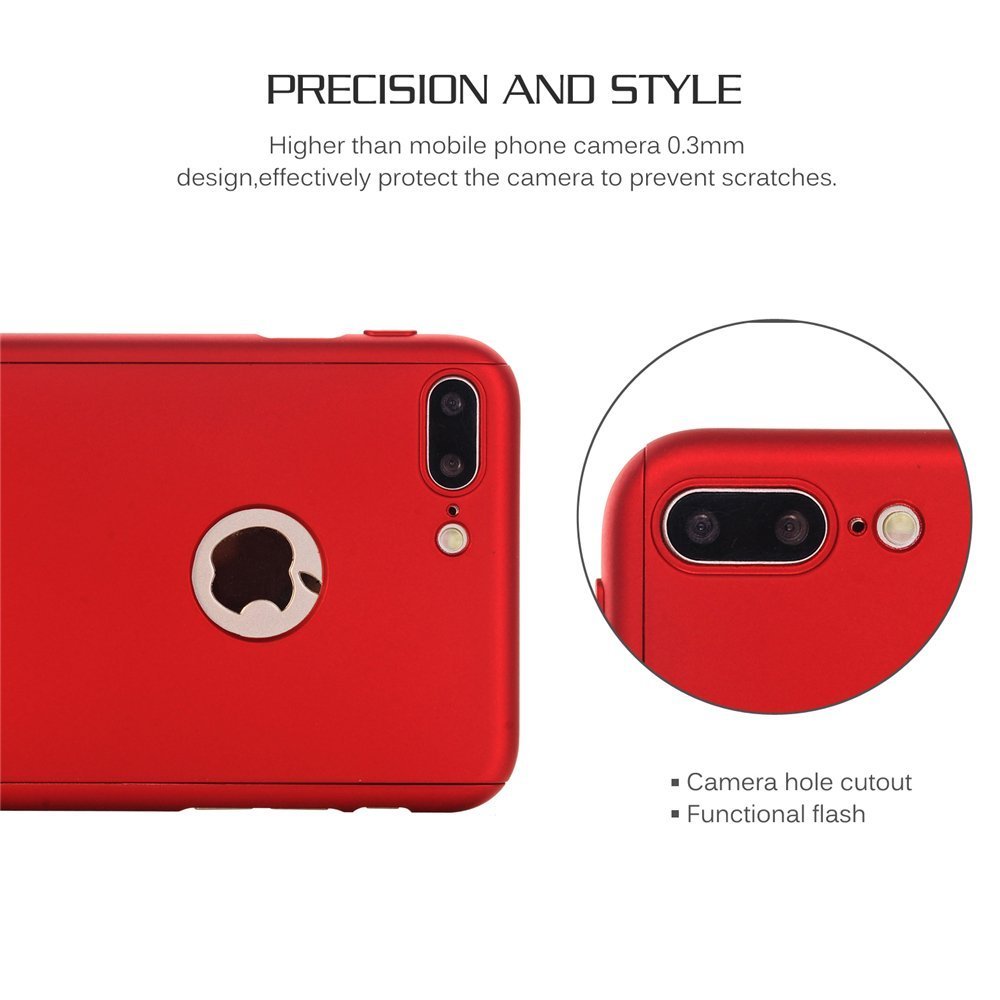 iPhone 7 Plus Case Rubber Ultra Thin Slim Shockproof Soft Cover Lightweight Rubber Case Apple iPhone 7 Plus - Red