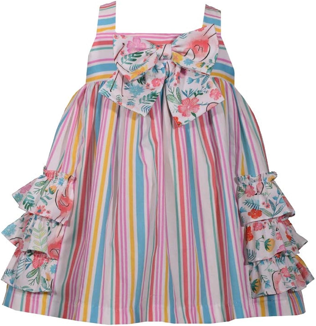 Bonnie Jean Baby Girl's Dress - Cotton Sundress with Rainbow Ruffles and Stripes: Clothing