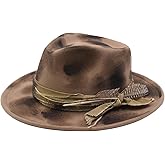 Yosang Womens & Mens Fedora Hats Vintage Wide Brim Felt Panama Rancher Hat