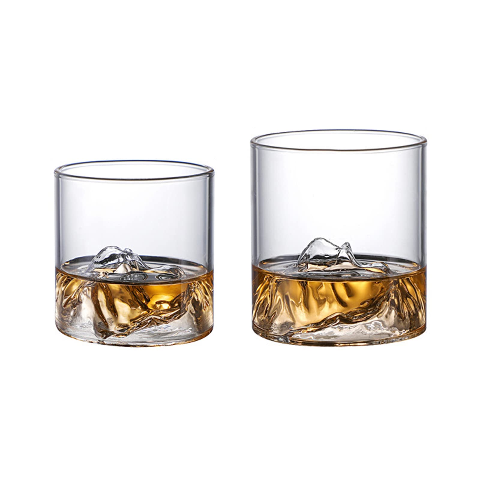 MISNODE Whiskey Glasses Set of 2 with Mountain Imprint, Mountain Rocks Glass, Drinking Glasses, Old Fashioned Glass Tumbler, Teacups for Scotch, Bourbon