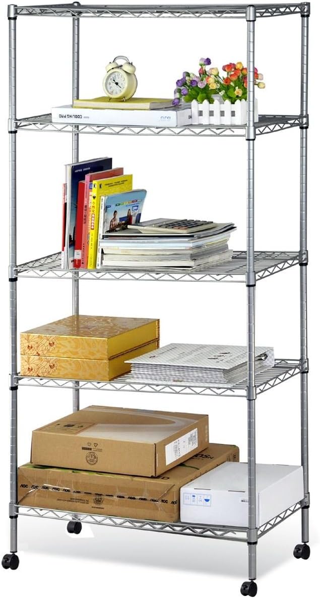 Home Kitchen Garage Wire Shelving 5 Shelf Storage Rack Unit Shelves Metal Closet