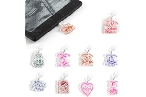 YOPPIX STUDIO YOPPIX 9PCS Charms for E-Reader, About Funny Theme Dust Plug Charm Compatible with Type C Charging Port, Gift for Book Lover Readers Men Women Teachers Students, Accessories for E-Reader