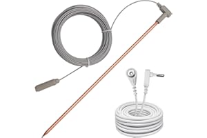 BINGOX Copper Grounding Rod with 40ft Female Ground Cord with Alligator clip, Portable Ground Rod Kit,Great for Grounded Earth Connected Products, Easy to Use with Grounding Mat,Sheet, Pillowcase, Blankets