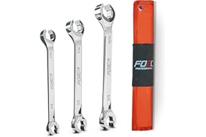 FORCA Flare Nut Wrench Set (3PCS SAE) 3/8", 7/16", 1/2", 9/16"', 5/8", 11/16", CR-V Steel Brake Line Wrench Set with Organize