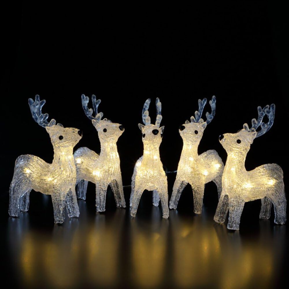Noma 5 Acrylic Reindeer String Lights : Plug in with Timer : 40 LED : 4022002