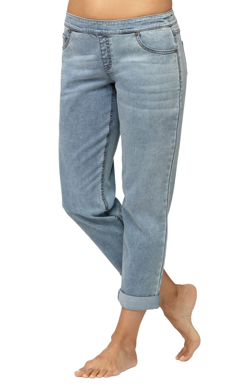 PajamaJeans Straight Leg Jeans for Women – Womans Jeans, Arctic Distressed, LG