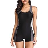 sand's coast Womens Boyleg One Piece Athletic Swimsuits with Shorts Sport Bathing Suit Racerback Swimwear Teens Girl
