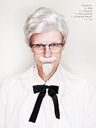 ALLAURA Old Man Colonel Sanders Wig + White Beard