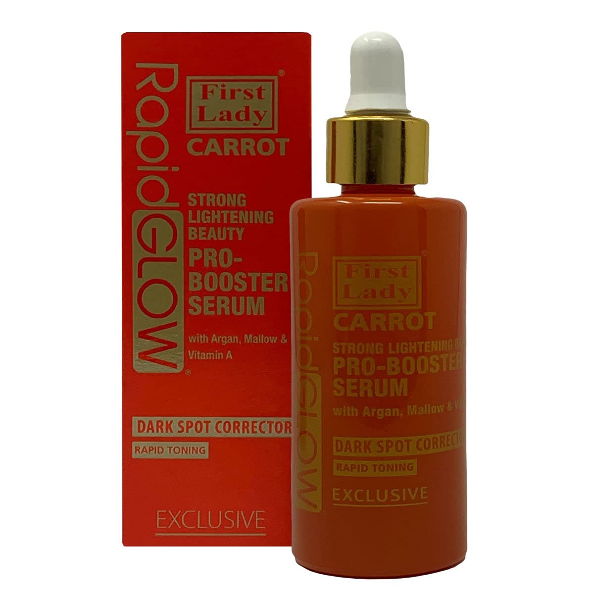 First Lady Rapid Glow Carrot Skin Brightening Serum 60ml – Niacinamide, Retinol & Argan Oil – Dark Spot Corrector, Even Skin Tone & Radiant Skin Serum