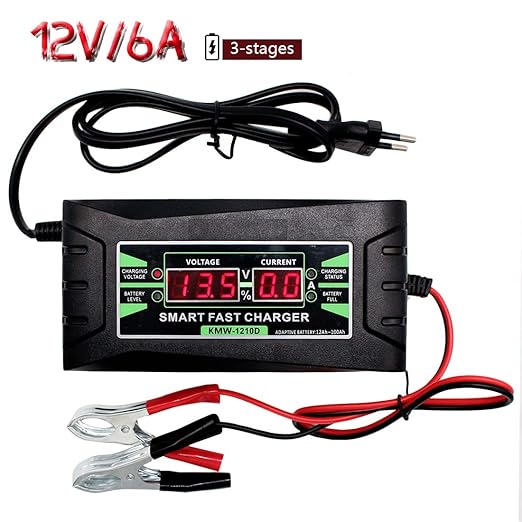 Etrogo Ladegerät Auto 12V,6A Batterie Maintainer DREI Erhaltungsladegerät mit LED-Digital-Bildschirm für Auto-Boot-Marine-Ble