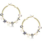 Game Day Football Earrings - Women's Hoop Earrings in Red & Blue for Sports Fans & Moms