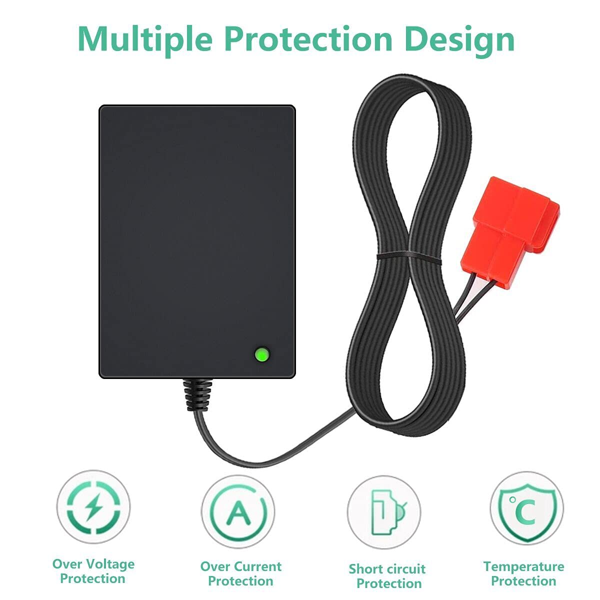 Replacement 6 Volt Battery Charger for BMX X6 Kid TRAX Disney GMC Dinsney Wal-Mart Kid TRAX Moto ATV Quad Disney Ride On Car Red Square Plug, 6V Kids Ride On Car Charger