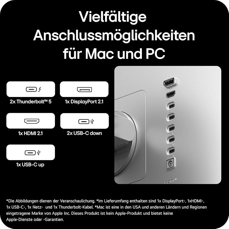 Ultrafine™ evo 32U990A-S.AEU (32 Zoll) 6K UHD Nano IPS Black Monitor, DisplayHDR 600, Thunderbolt 5 (96W), Silber