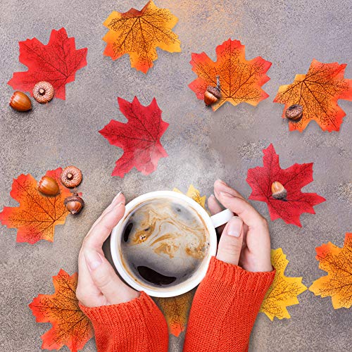 HAKACC Fake Autumn Leaves, 300 PCS Artificial Maple Leaves Autumn Leaves for Weddings Autumn Parties Art Scrapbooking and Decorations