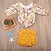 Baby Girls Long Sleeve Princess Floral Romper+ Suspenders Short Pants Overall Jumpsuit Outfit (0-6 Months, Yellow)