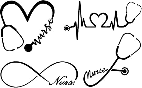 Download Amazon Com Nurse Decal 4 Pack Nurse Heart Heartbeat Nurse Infinity Nurse Stethoscope Nurse Black Home Kitchen