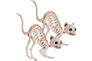 JOYIN 2 PCS Skeleton Cats Halloween Decorations Set Animal Courtyard for Photo Props Indoor Outdoor Decorations, Trick or Treat Decor, Spooky Scene Party Favors (7 * 7.9 * 3 inches)