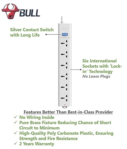 Bull 6 Socket,1 Switch, Wire Extension Board