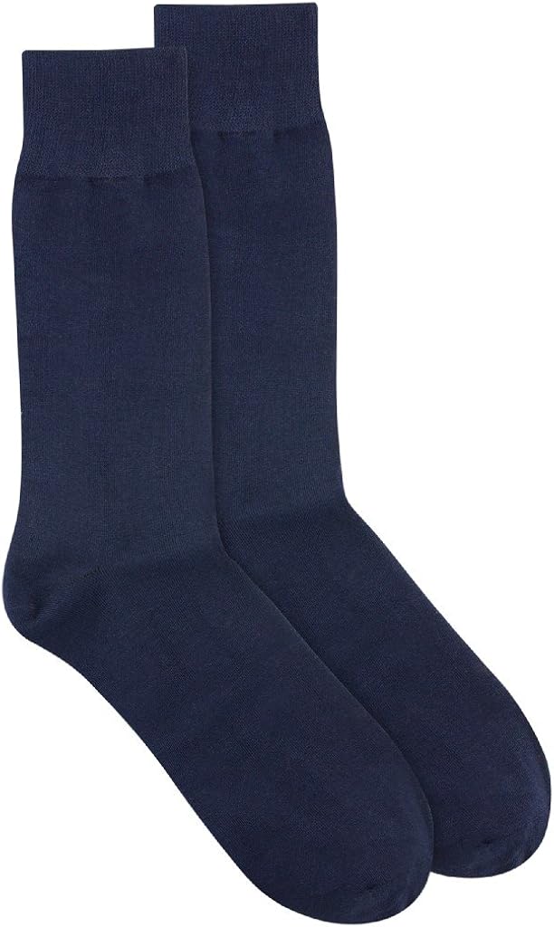 6 Pair of Antonio Ricci Solid NAVY BLUE Color Men's COTTON Dress SOCKS