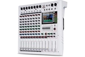 Yamnweo GF8PRO Professional 8-Channel DJ Console - With 7 Stage Equalizer, 99 Reverb Effects, LCD Color Screen, Independent Mute Function for DJ Stage Performance/Studio/Party Karaoke