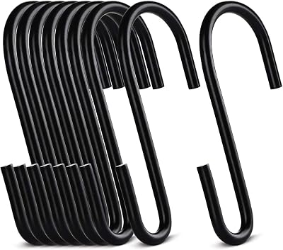 ilauke 20 Pack S Hooks Black Metal Hangers Kitchen Bedroom Office 3.07in