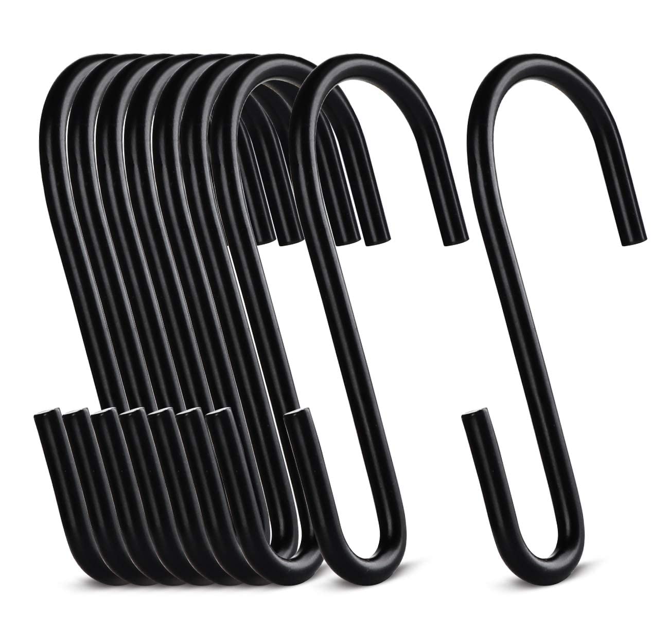 ilauke 20 Pack S Hooks,Black Hooks,Metal-Hooks for Hanging Hanger Hook for Kitchen,Bedroom and Office (Black)