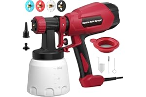 WIBENTL HVLP Paint Sprayer, Electric Spray Paint Gun, 3 Modes & 4 Barss Nozzles, with Cleaning & Blowing Joints, Variable Flow Control, for Doors, Fences, Furniture, Wall, Cabinet, Garden Chairs, etc.