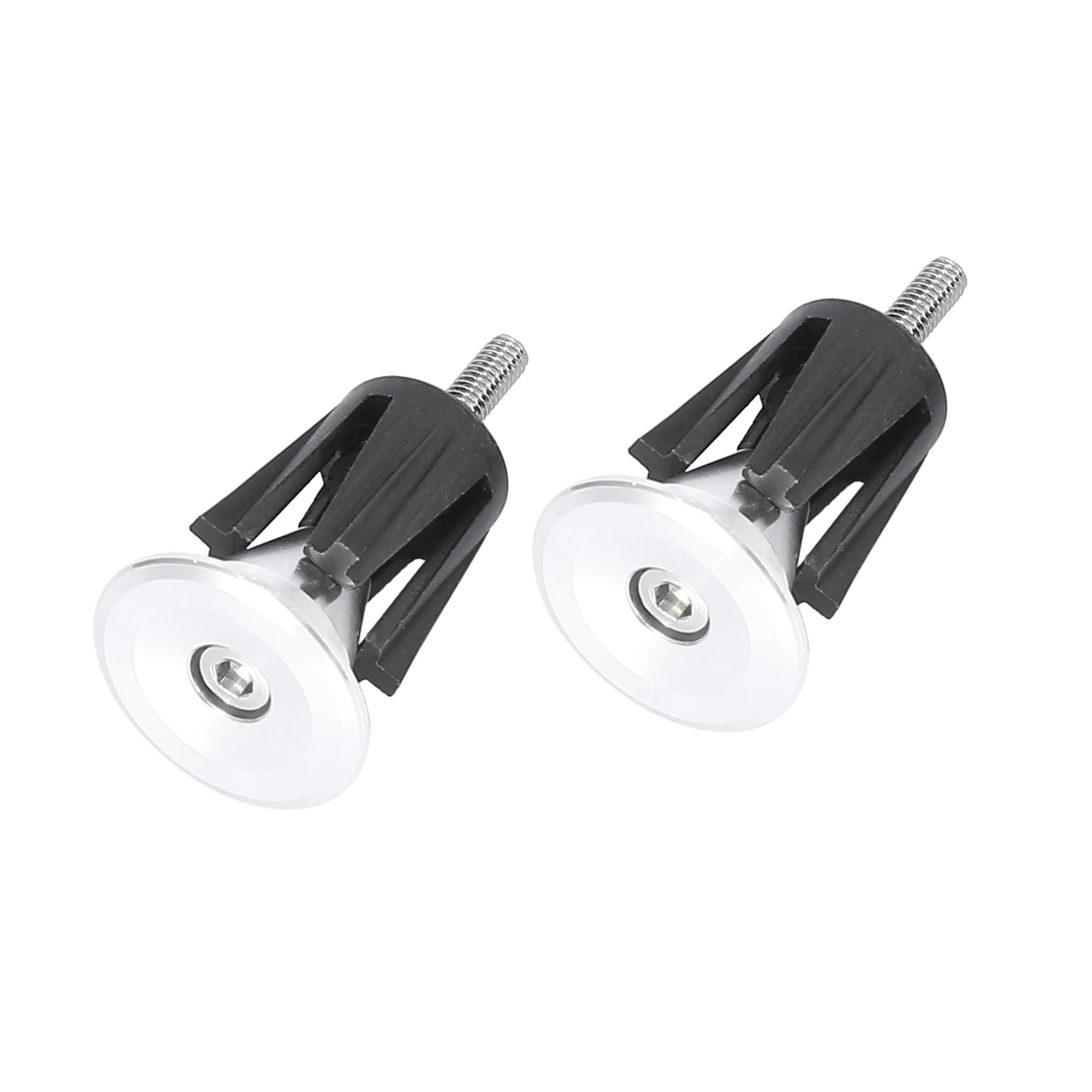 A ABSOPRO Aluminum Alloy Bicycle Bike Handlebar End Plugs Silver Tone Set of 2