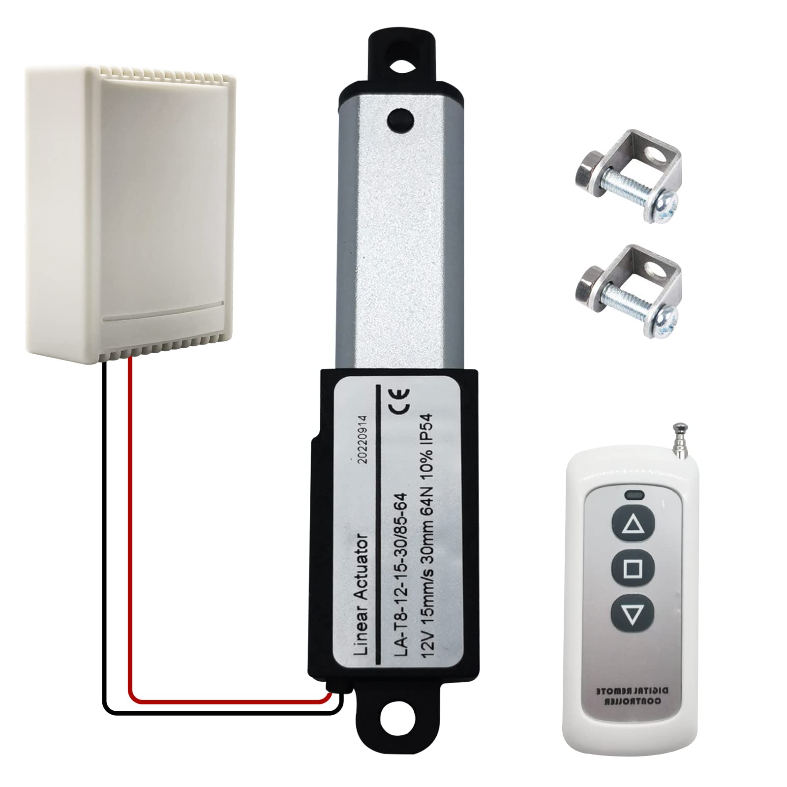 Photo 1 of Mini Micro Linear-Actuator 1.2" Stroke - w/Remote Control, 12V Force 64N/14.4lb, High-Speed 0.6"/sec, Small Electric Motion Actuator w/Mounting Brackets & Controller for Intelligent Machinery