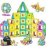 PerkyPack 95 Pcs Magnetic Blocks, Magnetic Tiles Building Blocks Set for Boys Girls Preschool Educational Construction Kit Magnet Stacking Toys for Kids Toddlers