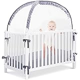 L RUNNZER Baby Crib Tent to Keep Baby from Climbing Out,Pop Up Crib Tent to Protect Your Baby from Falls and Bite,See Through