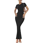 Buauty Women Bodycon Dresses Ribbed Maxi Dresses Basic Summer Casual Long Dress Black Wedding Guest Dress Formal Party