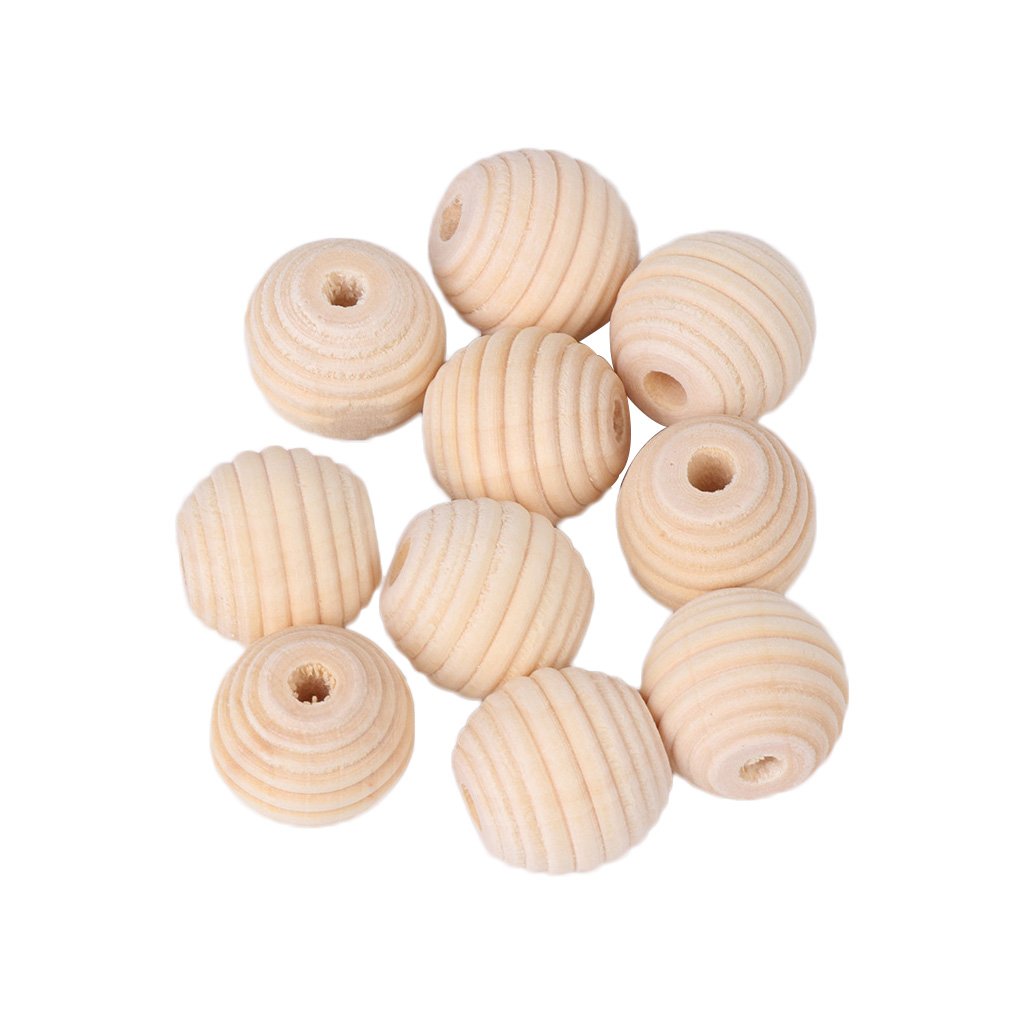 Manyo 10 Pcs Perles De Bois Filetees Bebe Kit Jouet Bois Bebe Anneaux De Dentition Personnalise Attache Sucette Bebe Jouet A Macher Collier Pendentif Accessoires De Bricolage Anneaux De Dentition Bebe